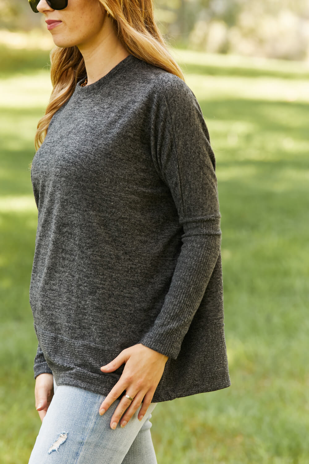 Zenana Weekend Vibes Full Size Brushed Dolman Sleeve Sweater