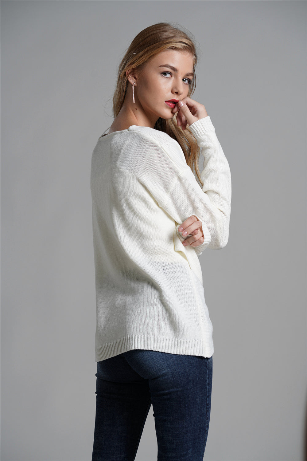 Tulip Hem Surplice Knit Sweater