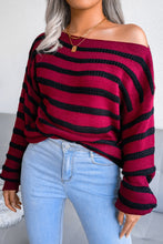 Load image into Gallery viewer, Striped Boat Neck Long Sleeve Sweater
