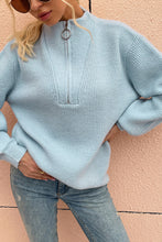 Load image into Gallery viewer, Quarter Zip Rib-Knit Sweater
