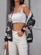 Load image into Gallery viewer, Floral Zip Up Bomber Jacket
