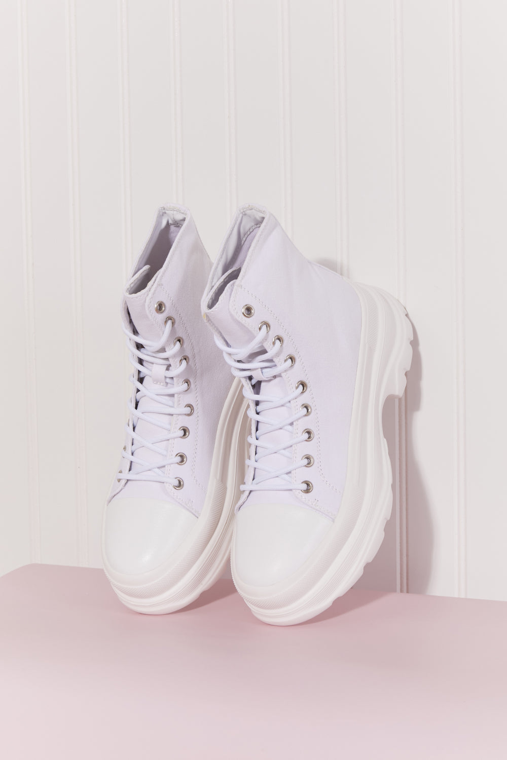 Berness Stick To It Platform Lace-Up Booties in White