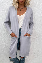 Load image into Gallery viewer, Ribbed Sleeve Longline Cardigan with Pockets
