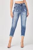 RISEN Distressed High-Rise Boyfriend Jeans in Blue