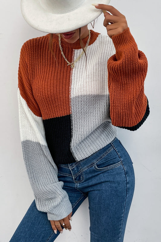 Color Block Chunky Sweater