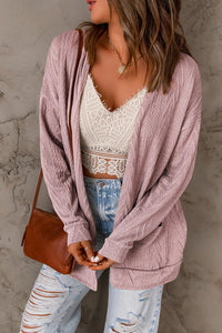 Open Front Textured Cardigan with Pockets