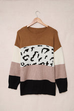 Load image into Gallery viewer, Plus Size Leopard Color Block Sweater
