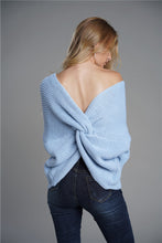 Load image into Gallery viewer, Twist Detail Rib-Knit Reversible Sweater
