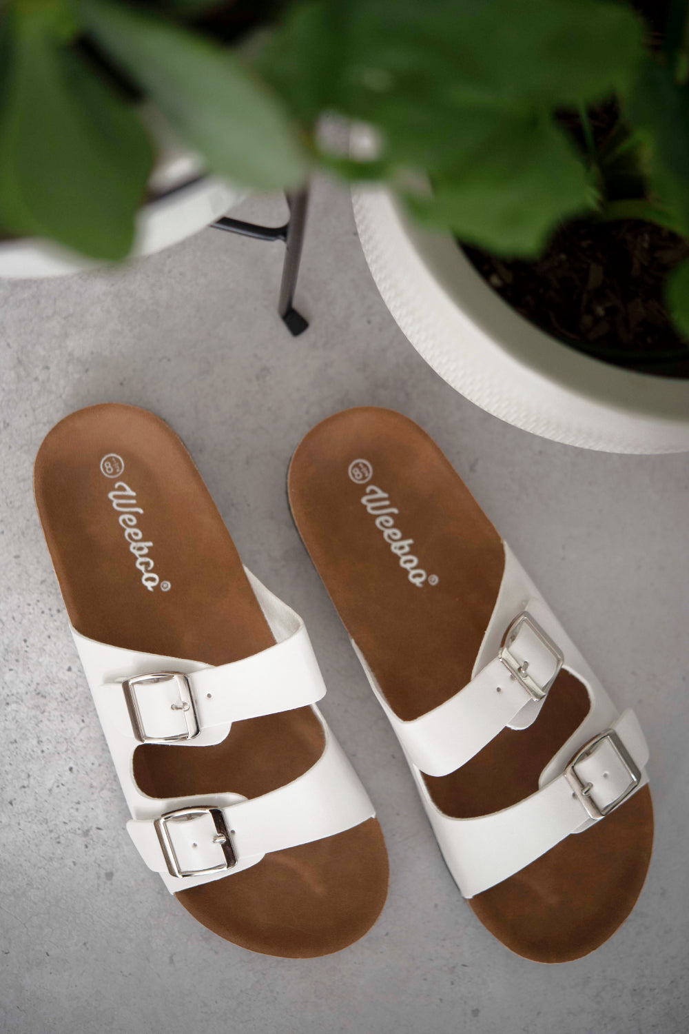 WeeBoo Walk with Me Buckled Soft Footbed Sandals in White