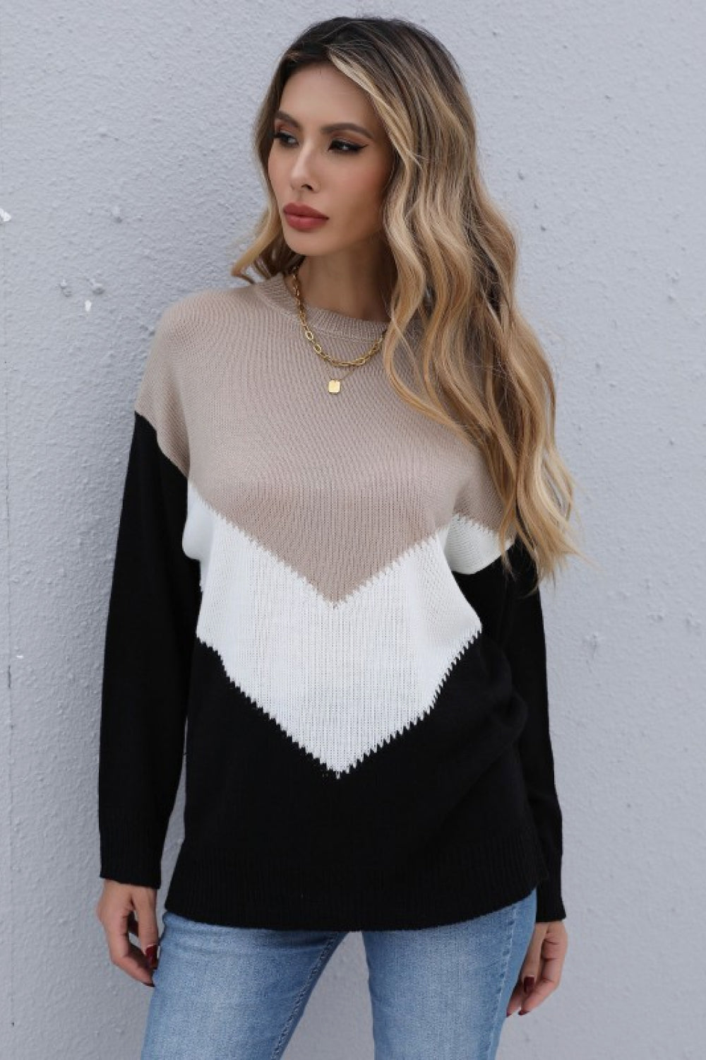 Chevron Drop Shoulder Sweater