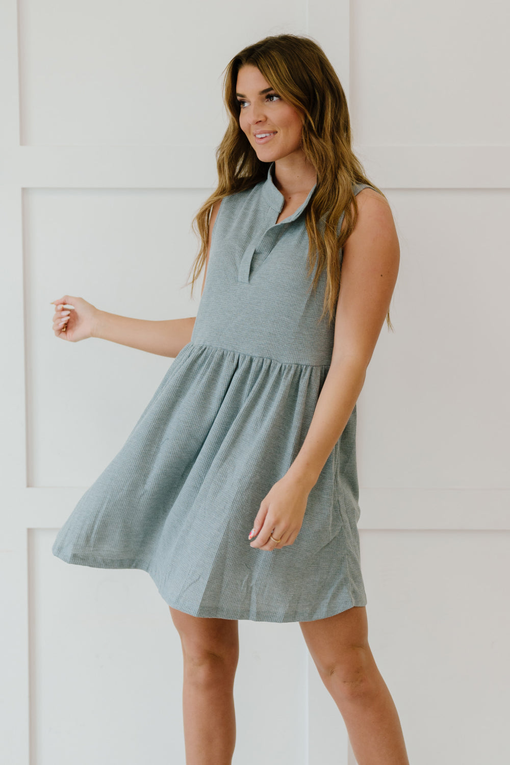 Sew In Love Weekday Wonder Full Size Run Babydoll Dress in Silver