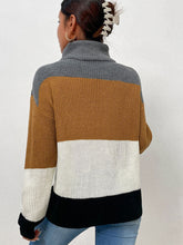 Load image into Gallery viewer, Color Block Turtleneck Knit Sweater
