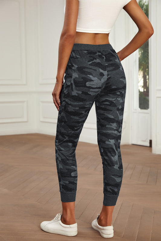 Camouflage Elastic Waistband Drawstring Joggers