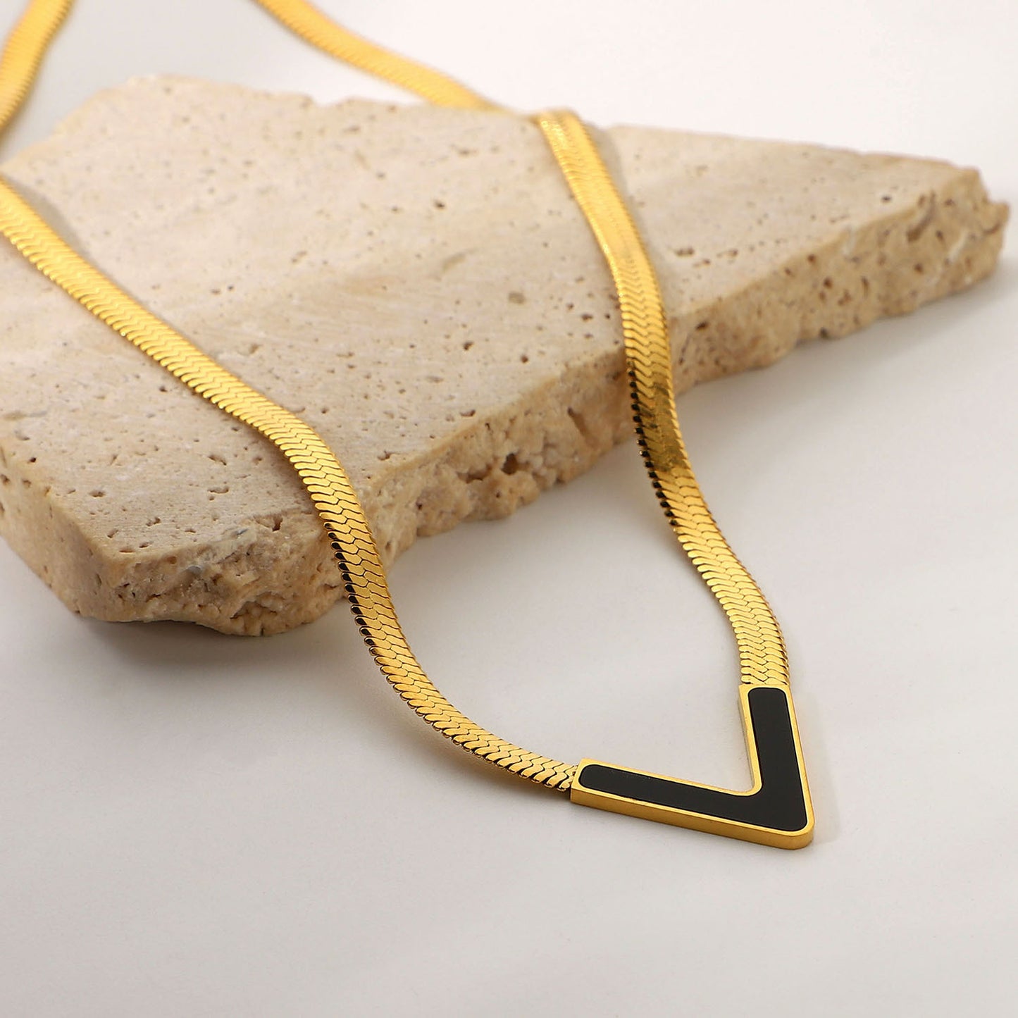 V Shaped Flat Snake Chain Necklace