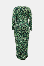 Load image into Gallery viewer, Plus Size Leopard Ruched Maxi Bodycon Dress
