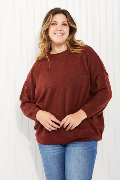 Zenana Thanksgiving Day Full Size Raw Seam Sweater