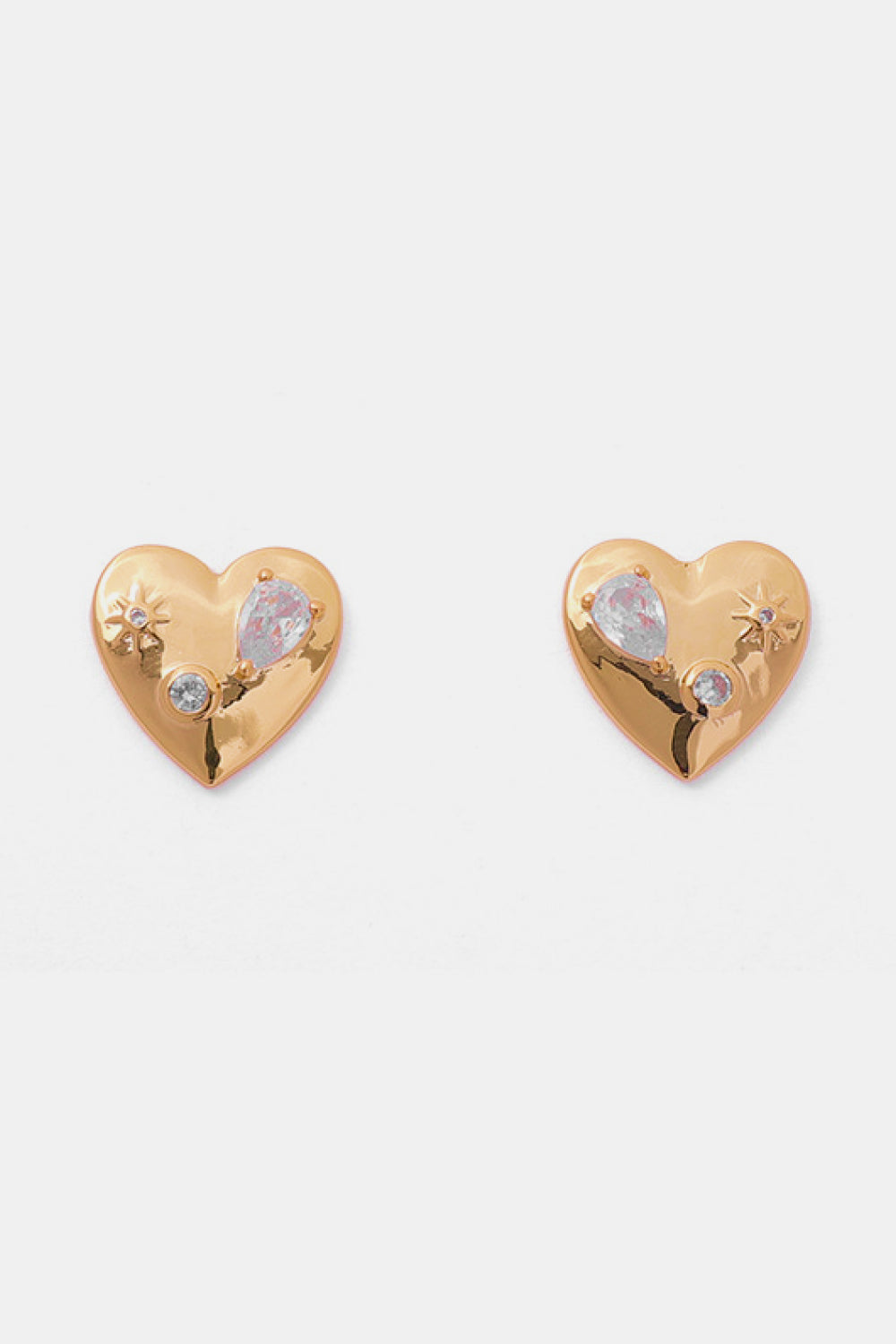 Heart Inlaid Rhinestone Stud Earrings