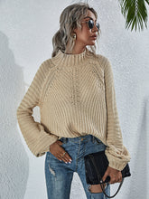 Load image into Gallery viewer, Openwork Chunky Knit Lantern Sleeve Sweater
