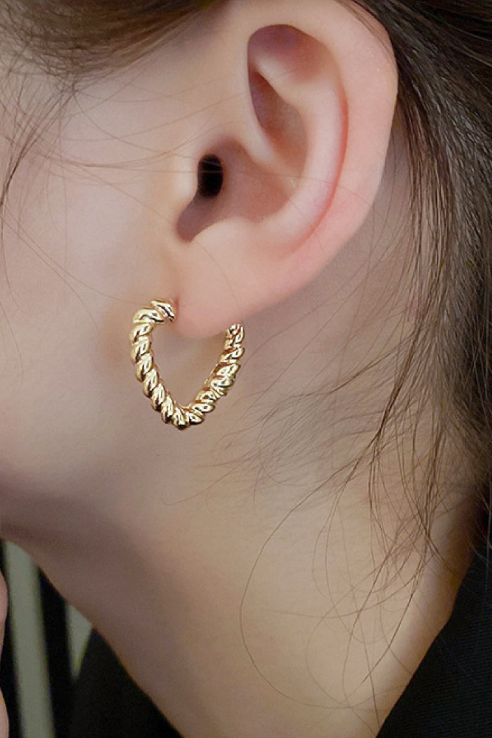 Twisted Triangle Hoop Earrings in Gold