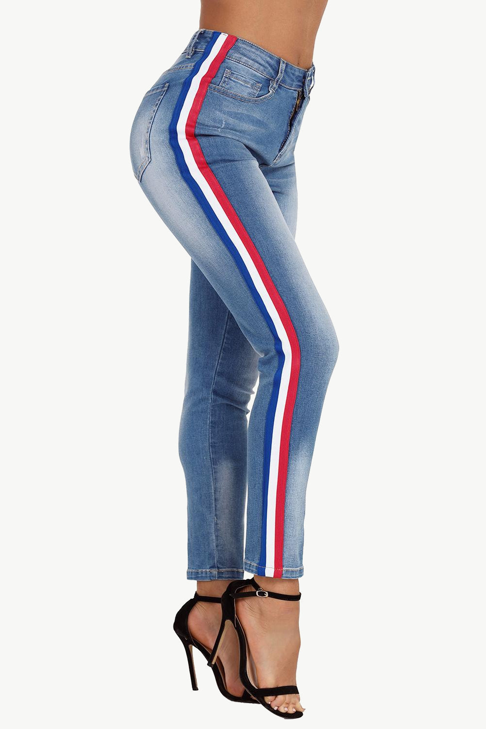 Side Stripe Skinny Jeans