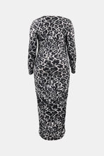 Load image into Gallery viewer, Plus Size Leopard Ruched Maxi Bodycon Dress
