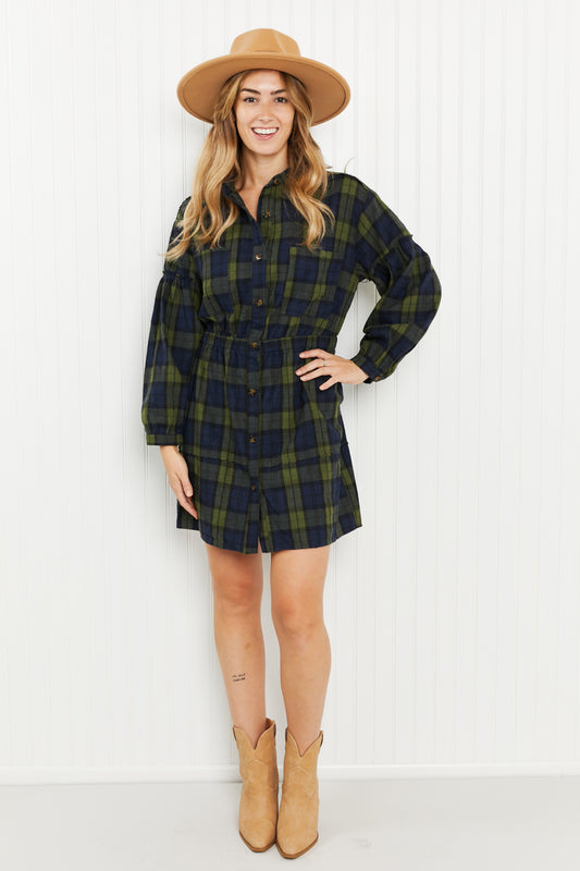 Davi & Dani Make an Entrance Full Size Button Front Shirt Dress