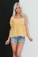 Load image into Gallery viewer, Mittoshop Sunny Meadow Full Size Run Gingham Babydoll Top
