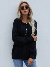 Load image into Gallery viewer, Half Button Long Sleeve Henley Sweater
