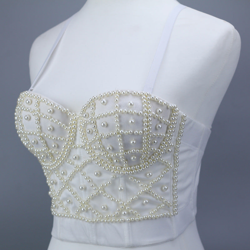 Faux Pearl Beaded Bustier