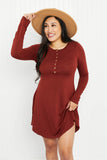 Zenana Portland Pines Full Size Henley Dress