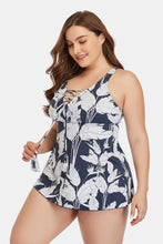 Load image into Gallery viewer, Plus Size Botanical Print Lace-Up Two-Piece Swim Set
