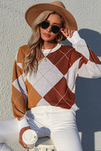 Load image into Gallery viewer, Argyle Dropped Shoulder Knit Top
