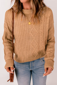 Mixed Knit Round Neck Sweater