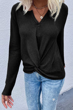 Load image into Gallery viewer, Twist Front Long Sleeve Waffle Knit Top
