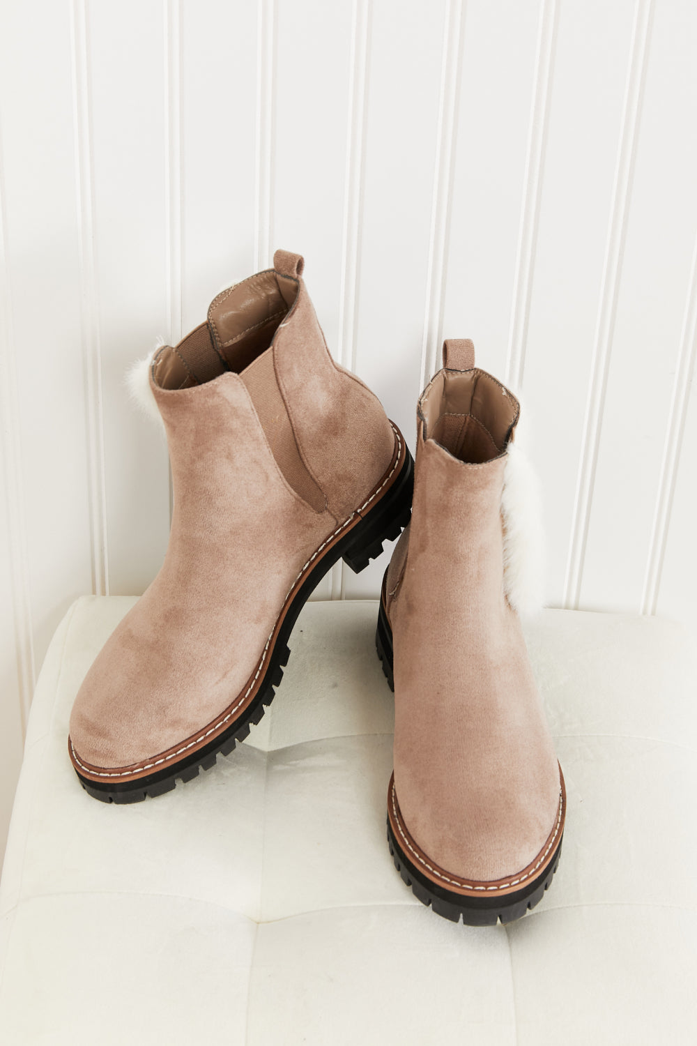 WeeBoo Warmer Days Faux Fur Trim Chelsea Booties