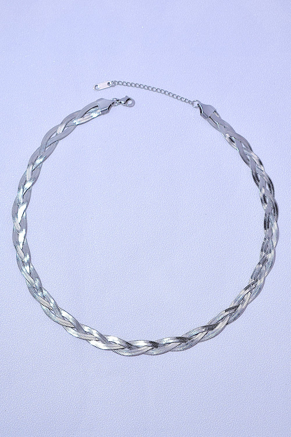 Braided Snake Chain Necklace in Silver