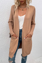 Load image into Gallery viewer, Ribbed Sleeve Longline Cardigan with Pockets
