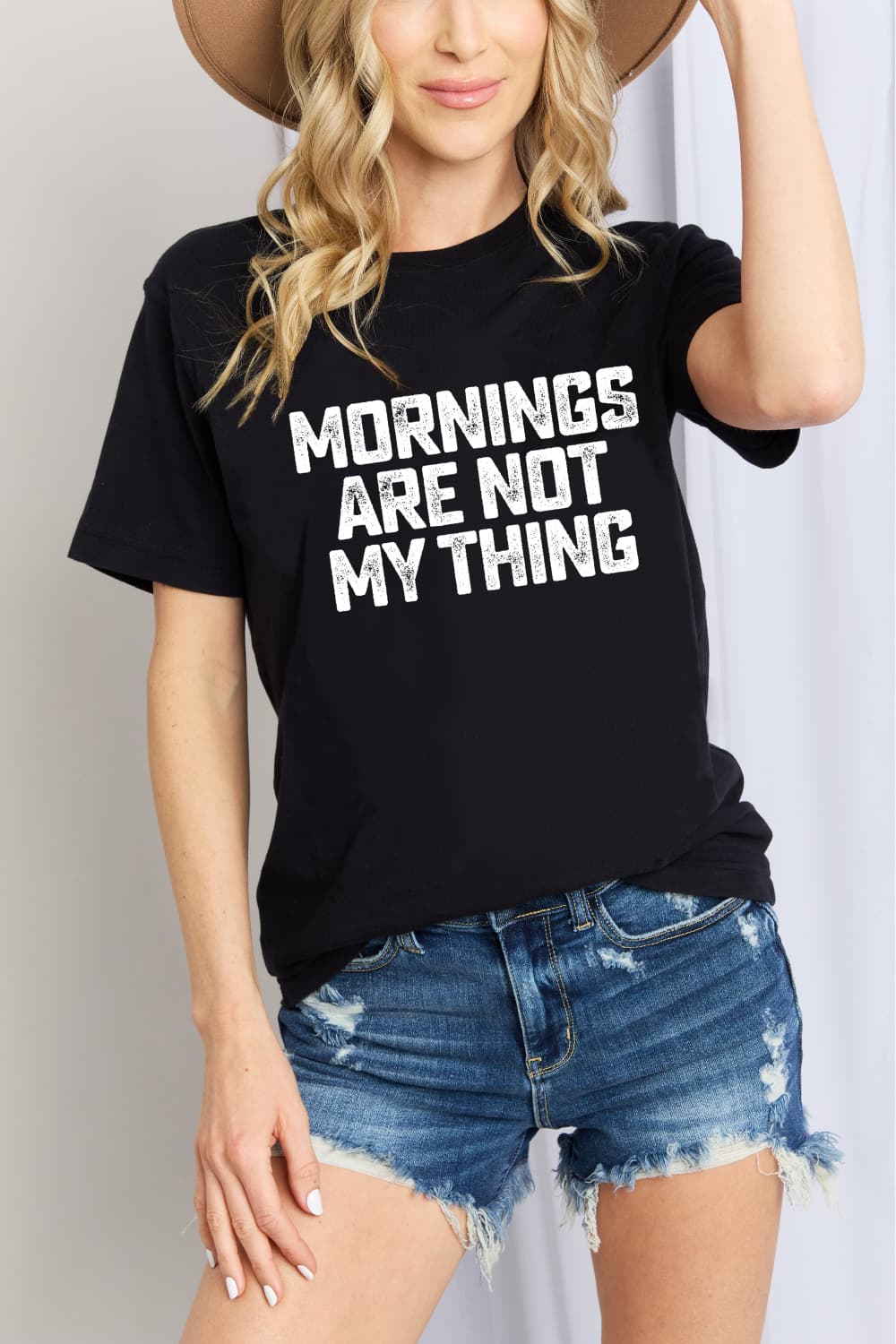 Simply Love MORNINGS ARE NOT MY THING Graphic Cotton T-Shirt