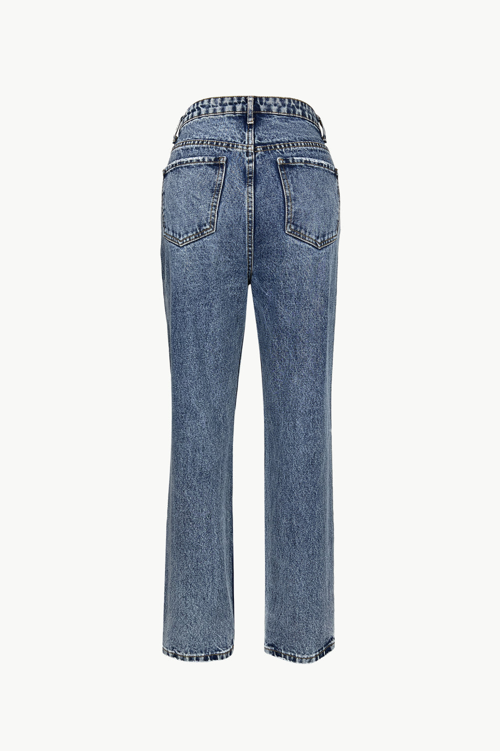 Distressed Pocketed Straight Leg Jeans