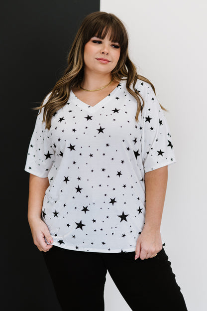 Zenana Made of Stars Full Size Tee in Ivory and Black