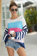 Load image into Gallery viewer, Striped Ribbed Trim Bell Sleeve Sweater
