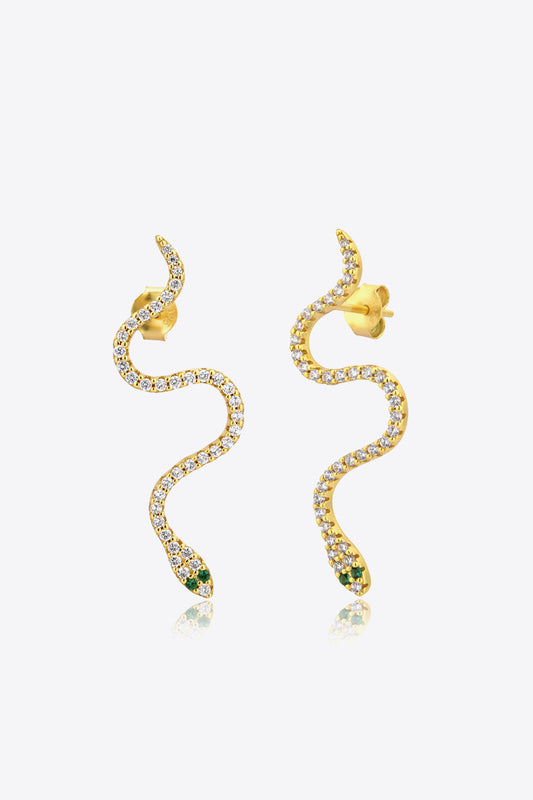 Snake-Shaped 925 Sterling Silver Earrings