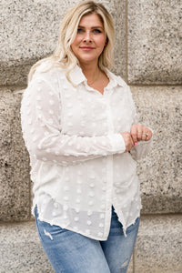 Plus Size Swiss Dot Dropped Shoulder Shirt