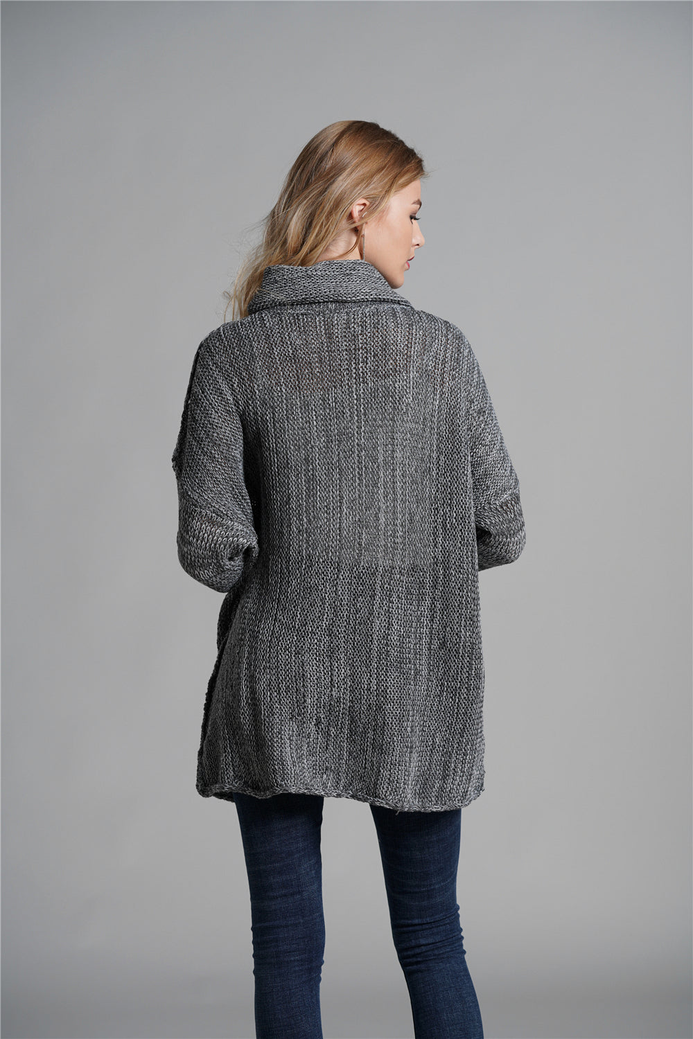 Exposed Seam Funnel Neck Tunic Sweater