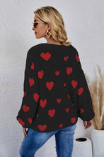 Load image into Gallery viewer, Heart Print Fuzzy Crewneck Long Sleeve Sweater
