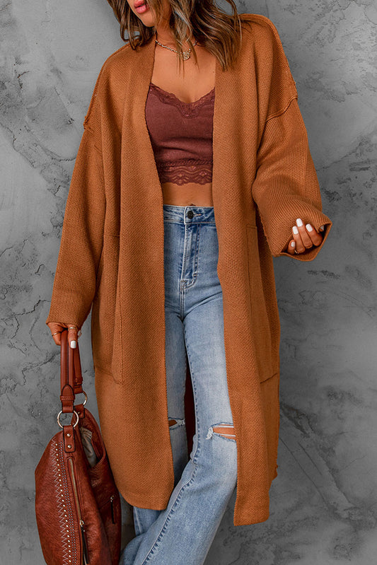 Exposed Seam Open Front Duster Cardigan