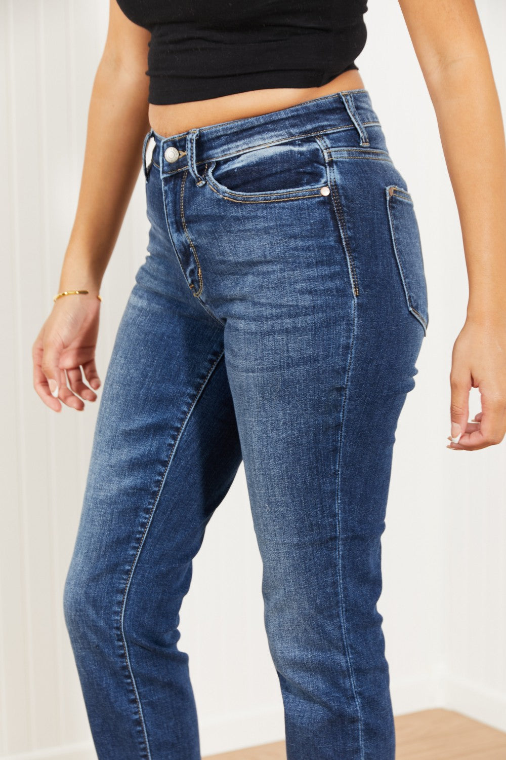 Judy Blue Reese Full Size Mid-Rise Cuffed Boyfriend Jeans