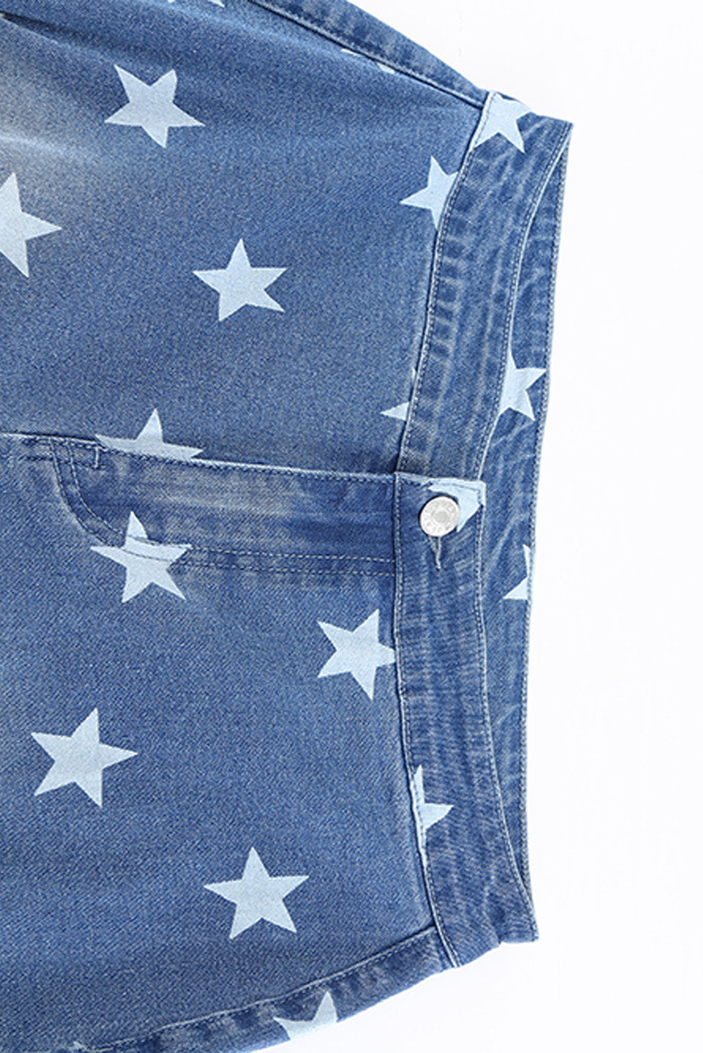 Star Print Distressed Raw Hem Flare Jeans