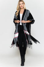 Load image into Gallery viewer, Plaid Hem Open Front Duster Kimono with Fringe Hem
