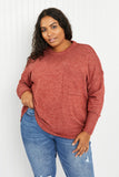 Zenana Forest in Fall Full Size High-Low Hem Pocket Sweater